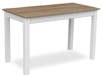 Metdrew Esstisch aus Holz | esstisch 120x60 | holztisch | Tisch für 4 Personen | klein Tisch | skandinavisch | Wohnzimmertisch | Kiefernholz | küchentisch weiß | Tischplatte: Craft Eiche Gold