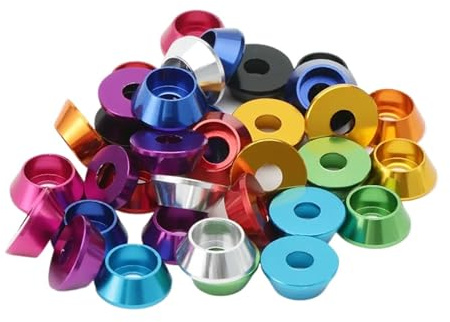 DUANGYMM rondelle, rondelle in Alluminio, Bulloni esagonali a Testa bombata M8, guarnizioni, Accessori Hardware, 5 Pezzi(Orange)