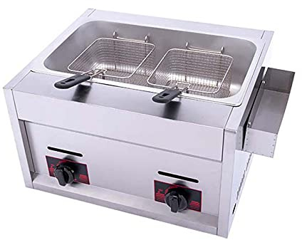 Friteuse commerciale de comptoir à gaz, Dual Basket Pro en acier inoxydable - Pour et à usage domestique |