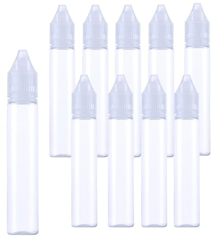 COYUN 10 Pcs 30ml Liquid Flaschen, Tropfflaschen, Leere Quetschflaschen, Kunststoff Dosierflaschen, Plastikflaschen, Dropper Bottles mit Deckel Geeignet Für Öl, Farbe, Kleber Und Andere Flüssigkeiten