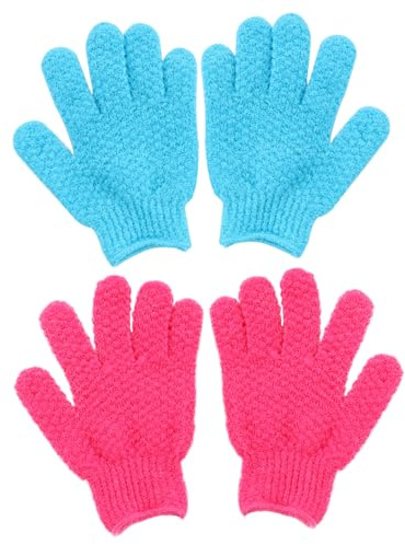 Didiseaon Guantes de Baño Exfoliantes Corporales 4 Unidades Correa Larga para Limpieza Profunda Masaje y Eliminación de Capa Muerta la Ducha