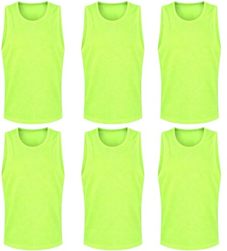 Amazleer Trainingsleibchen für Sport, 6er Set, Markierungswesten für Fußball, Volleyball, Basketball, M-XL, Grün