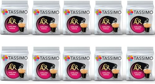 Tassimo L'OR Cafe Long Intense Coffee Pods - 10 Packs (160 Drinks) - – Bold, Aromatic Long Coffee with Velvety Crema
