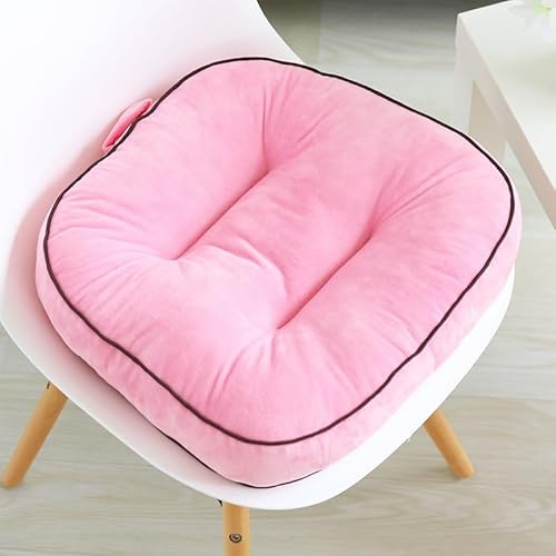 Sitzkissen/Stuhlkissen 45x45 cm - Weiches Kurzflor-Stuhlkissen Mit Bindebändern, rutschfeste Stuhlauflage Für Hartböden In Esszimmer, Büro Und Indoor(Pink)