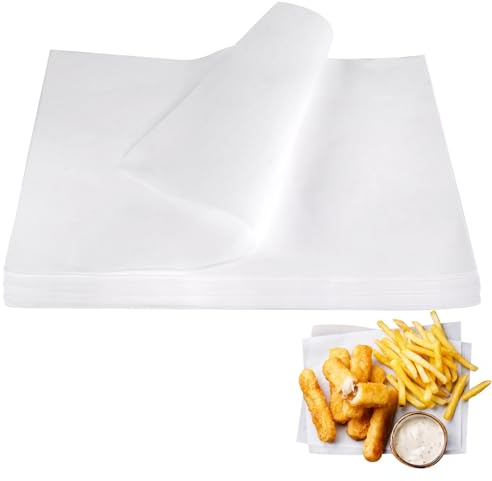 100 Hojas Papel Encerado para Alimentos 20x30 cm, Papel de Horno Blanco