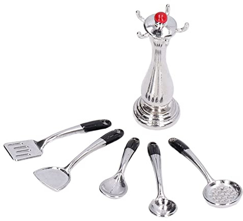 Ustensiles de Cuisine pour Maison de poupée, cuillère Longue Miniature, passoire, Pelle, spatule pour Maison de poupée, Accessoires de Cuisine, matériau en Alliage, échelle 1:12,