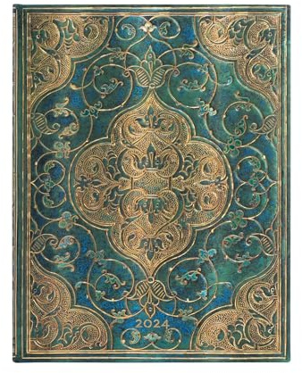 Paperblanks 12-Monatskalender 2024 Chroniken in Türkis | Vertikal | Ultra (180 × 230 mm)