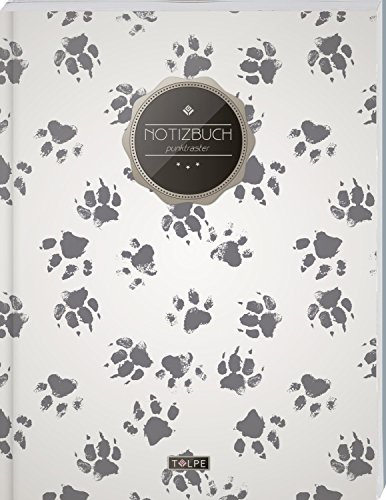 TULPE Punktraster Notizbuch A4 „C076 Tierspuren“ (140+ Seiten, Vintage Softcover, Punktkariertes Papier - Bullet Journal, Dickes Notizheft, Skizzenbuch, Tagebuch, Gepunktete Seiten, Dot Grid Notebook)