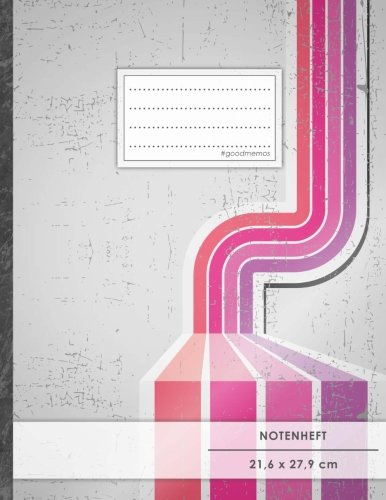 Notenheft: DIN A4 • 48 Seiten, 24 Blatt, 12 Systeme, „Gestreift“ • Original #GoodMemos Schulheft • Mit Inhaltsverzeichnis und Seitenzahlen, Noten-Lineatur 14