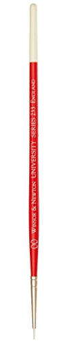 Winsor & Newton 5423020 - University Künstler Rundpinsel Nr.00 - für Ölfarbe, Acrylfarbe und Aquarellfarbe | Weiße Spitzen, synthetisch, Mehrzweck-Pinsel, für flüssige Öle, Aquarelle und Acryl, markante rote Griffe