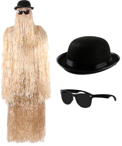I LOVE FANCY DRESS Gothic Familie KOSTÜM VERKLEIDUNG COMPLETTE Familien VERKLEIDUNG Fasching Halloween Karneval=Cousin-4 Hula RÖCKE IN DER Farbe Natur LÄNGE VON 80cm+Brille+Melone 58cm