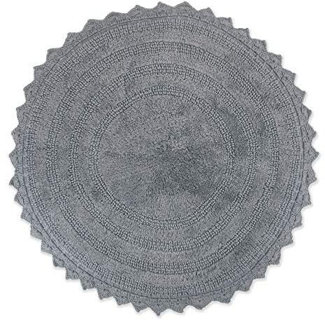DII Crochet Collection - Tappetino da bagno reversibile, rotondo, diametro 69,8 cm, colore: Grigio