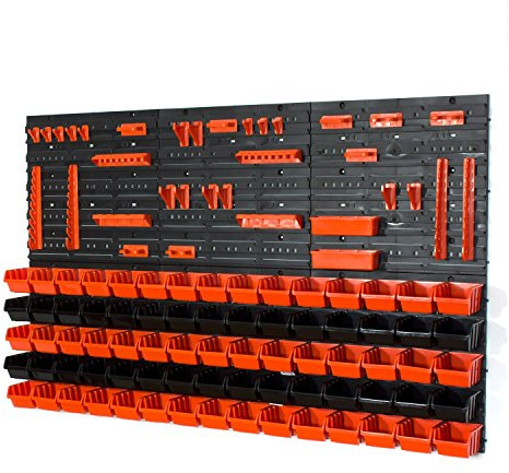 Lot de 75 XS en noir et orange boites avec supports, porte-outils