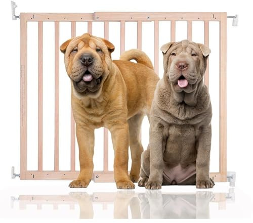 Bettacare Robustes Holz Schraubgitter für Hunde, Weiß, 63,5 cm - 105,5 cm, Holz-Hundegitter, Schraubbefestigung als Sicherheitssperre, Haustierschutzgitter, einfache Installation