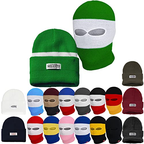 PGWEAR Sturmhaube und Mütze Troublemaker 2 in 1 Schwarz Weiß Rot Blau Gelb Grün Rosa Grau Olive Camo I Balaclava Maske Beanie I Ultras Ski Hooligans