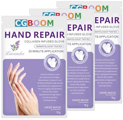 Handmasken, 3 Paar feuchtigkeitsspendende Handschuhe, Peeling-Handmasken, pflegende, weiche Handpflege, für trockene und rissige Hände (Classic)