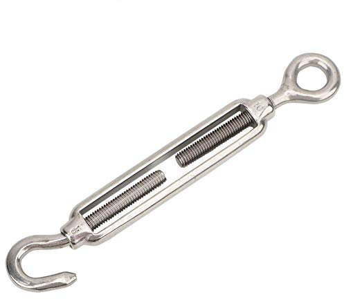 KEENSO Haken- und Ösen-Spannschloss, 1 Stück M4/M5/M6/M8/M10/M12/M16/M20, Edelstahl-Einstellketten-Rigging-Haken und Augen-Spannschloss(M10)