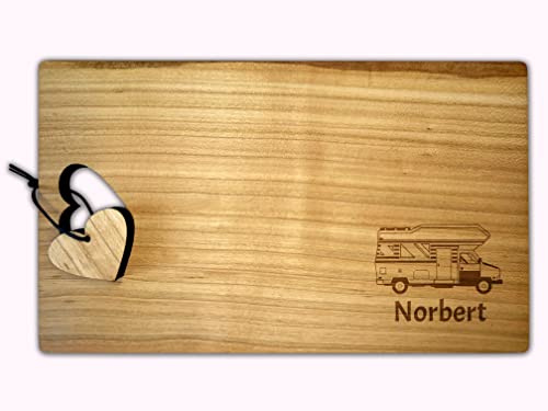 Schneidebrett Herz | Wohnmobil mit Name graviert, Camping-Zubehör, Geschenkidee Urlaubskasse Camper, Hochzeitsgeschenk, Geldgeschenk, Ostern, Weihnachten, Herzbrett, Holzbrett