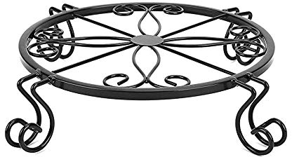 Sertay Metall Blumenständer, 9.1*2.6inch Blumenhocker Schwarz Pflanzenhalter, Dekorativer Blumentopfhalter, Runder Blumenständer, für Innen- / Außengarten, Büro, Wohnzimmer, Balkon (Schwarz)
