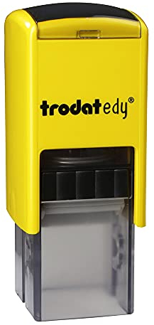 Trodat edy FIX Motivationsstempel für Lehrer und Pädagogen, Stempelset zum Motivieren – 1 Motiv Smiley, Sprachneutral, Gehäuse Gelb, Abdruck Schwarz, Selbstfärbend, 20 x 20 mm