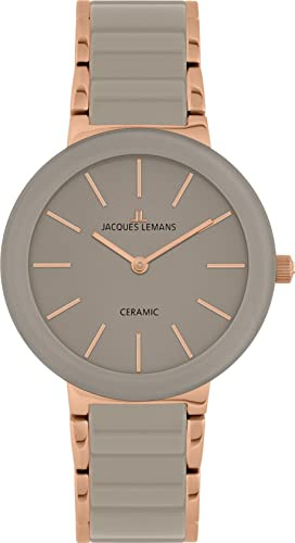 JACQUES LEMANS Damenuhr Monaco Massiv Edelstahl/High-Tech-Ceramic massiv Edelstahl 42-7