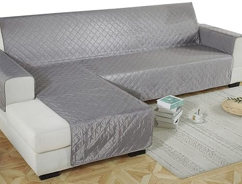 Wasserdicht Sofabezug /Couchbezug Eckcouch L Form Sofaüberwurf 3 /2/1sitzer Sofa Überwürfe Antirutsch Sofahusse Schutz vor Haustier Katze Sofa Abdeckung Grau ( Color : A , Size : Right (240*270cm) )