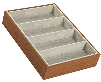 Fenteer Wooden Eye Glasses Holder Container 4 Grid Jewelry Watches Sunglass Show Tray Eyeglass Sunglasses Organiser Case, Wood Color