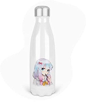 Bouteille Gourde Isotherme Acier INOX - Blanc - 350 ML - Enfant - imprimé Illustration Manga Anime - France (N°12)