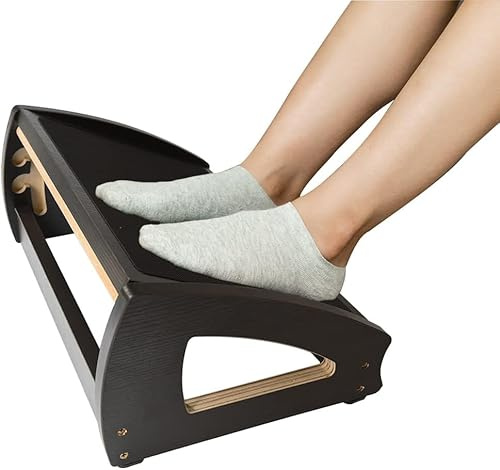 StrongTek Poggiapiedi da scrivania in legno per lavoro, 3 altezze regolabili, poggiapiedi ergonomico da ufficio con ampia superficie antiscivolo, migliora la postura e la circolazione sanguigna, fino