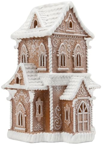 Braxio Pepparkakshus jul bordsdekorationer - by pepparkakor dekor traditionell stuga kyrka jul samlarobjekt figurer höjd 25 x 19,5 x 30,5 cm