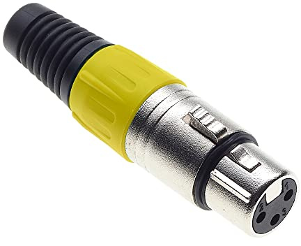 Keple 3-polige XLR-Buchse, gelb - Buchse für Audio-Mikrofon-DMX-Stecker, nicked-Plated Adapter, Metallstecker mit Kunststoffgehäuse
