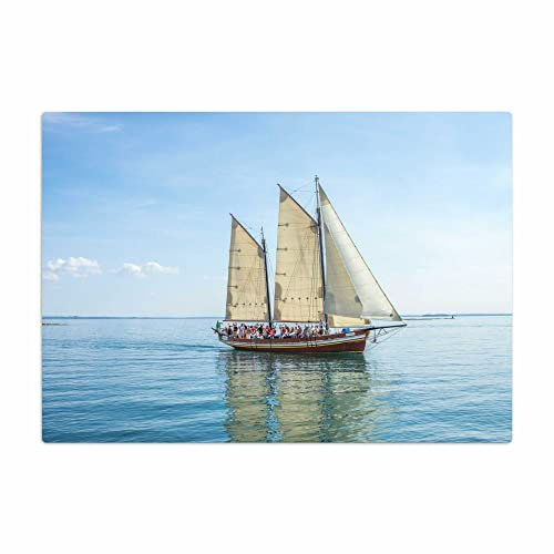 Vero Home 17648 Glas-Schneidebrett | Motiv Fortbewegung Segelschiffe | rutschfest, kratzfest und lebensmittelecht | Maße: 39 x 29 cm