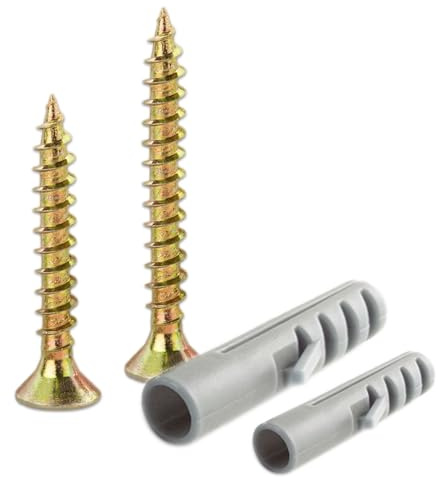 TOPYWMSP Screws and Wall Plugs Set,Zinc Galvanized Self Tapping M4 M5 Screws and M6 M8 Wall Raw Plugs for Masonry Brick Concrete Wall and Repairing, Mounting, Building, Furniture,DIY(100pcs)