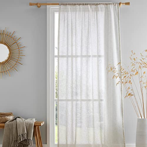 Drift Home - Semi-Transparent Cotton Curtain - 55 x 48 (140 x 122cm) - Sustainable Recycled Cotton - 1 Curtain Panel Sheer Voile/Net