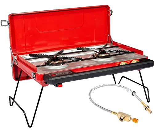 CAJOLI Backcountry Camping BBQ Stove, Folding Double Oven Range And Grill, Compact Gas Range for Camping or Festivals