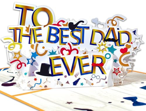 GREETING ART Vatertag Karten,Pop Up Karte Vatertag,3d Pop Up Karte für den besten Papa aller Zeiten, Handgemachte Geburtstagskarten Vater Geburtstag Jubiläum Geschenk Geschenkkarte