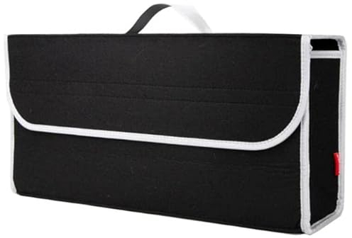 RUFD Auto Kofferraum Organizer für Audi SUV RS Q3 /RS Q8 /SQ2 /SQ5 /SQ7 /SQ8 /SQ8 e-tron, Faltbarer Lagerung Zusammenbruch Tasche Weiche Filz Aufbewahrungs Box,A Black-M