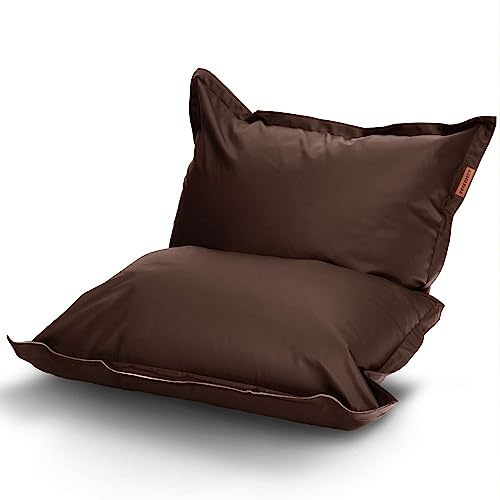 Green Bean XXL Riesen-Sitzsack aus Kunstleder mit EPS Perlen Füllung - 140 x 180 cm 380 Liter - Bean Bag Sitzkissen Sitzpuff Sitzsessel Bodenkissen Lounge - Dunkelbraun