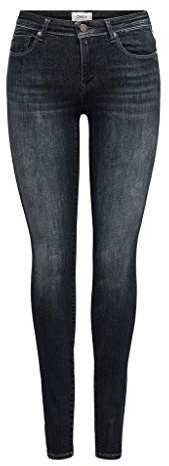 ONLY Women's Onlpower-Royal Hw Push Up Skinny DNM Ext Jeans, Black Denim, XS / 32L