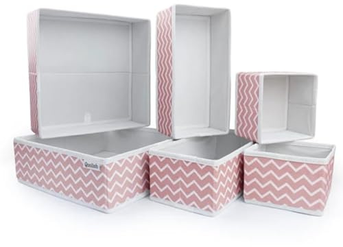 Qoolish Set di 6 organizer per cassetti rosa per ordinare la camera da letto, l'armadio e il cassetto, riordina il tuo spazio con il nostro organizer pieghevole per camicie, cravatte, calze,