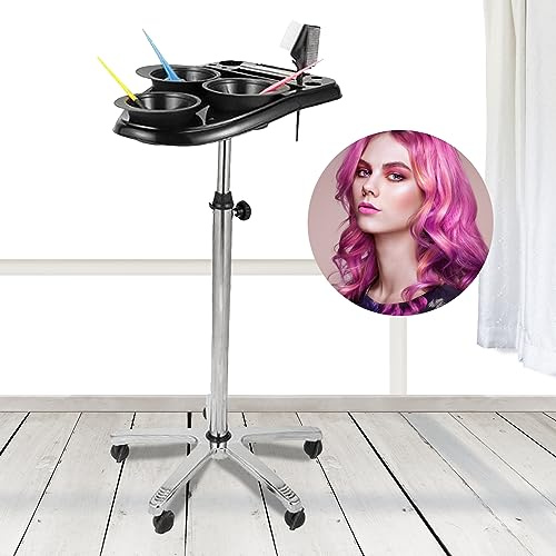 Friseursalon Werkzeug Wagen Farbwagen Friseur Salon Trolley Arbeitswagen Roll SchöNheits HaarfäRbemittelgestell Kosmetikwagen Bedienungswagen Einrichtung Salonhilfe Schwarz 70-105Cm