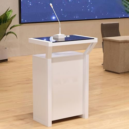 JAYWIS rednerpults Podium, Moderner Lehrpulttisch, Bodenstehendes Vortragspodium mit Tischplatte aus Gehärtetem Glas, Moderner Empfangstresen für Klassenzimmer/Sitzungssaal