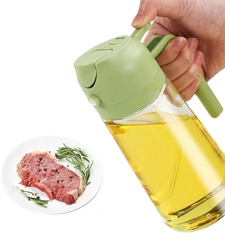 Klink Dispensador Aceite Spray Pulverizador 2 en 1 Spray de Vidrio Antigoteo para Cocina Aceiteras con Difusor Aceite Cocina Dosificador 470ml Freidoras de Aire y Cocinar Rociador Cocinar