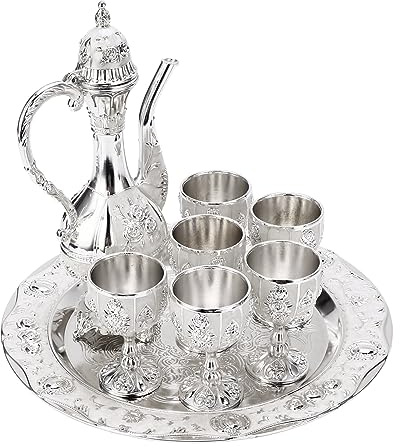 Fdit Set di Bicchieri da Vino in Lega di Zinco in Stile Europeo, Decorazione Elegante, 6 Tazze Infrangibili, Display per Soggiorno