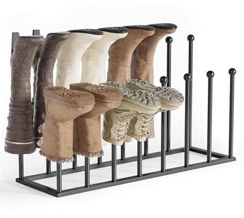 pickpiff Free Standing Shoe Racks - Black Metal Boot Rack Organizer Tall Boots for Dorm Room, Closet, Entryway, Bedroom, Patio Outdoor, Hallway, Black, Shoe Storage Fit for 8 Pairs