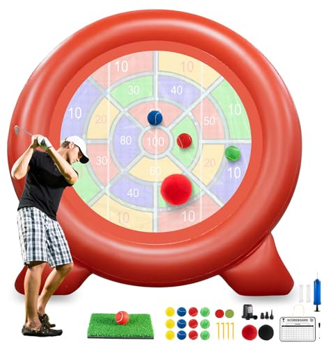 Jätte uppblåsbar dartspel borad spel: Utomhus golf fotboll gräsmatta spel – kick darttavla för barn vuxna familj, vattentät dartmatta för gårdsspel med pump