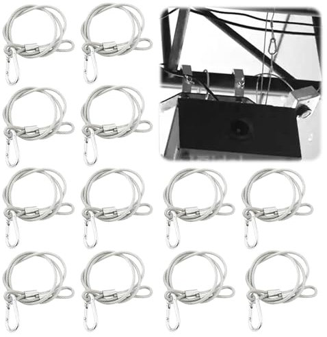 Clamps for Lights Stage Lighting Equipment,Dancepandas 12 Pack Clamp Hooks Safety for Speaker Stand Stage Light Safety Cables Lighting Safety Chains for Hanging Lights Dj Truss Lighting Clamp