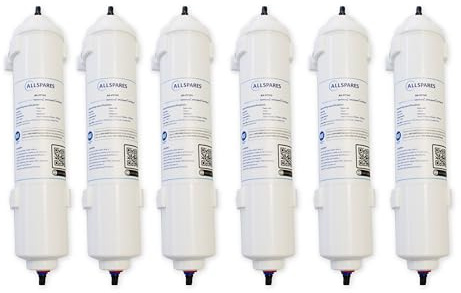 AllSpares vattenfilter (6 st) för kylskåp lämpligt för Samsung DA29-10105J / HAFEX/EXP/EF-9603/WSF-100, LG 5231JA2010B/ADQ73693901, ADQ736939 och Whirlpool-WPRO USC100