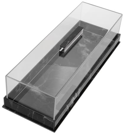 BESTOYARD Acrylic Cake Display Box Rectangular Cake Tray Lid for Desserts Pastry Stand Marbleized Grain Black