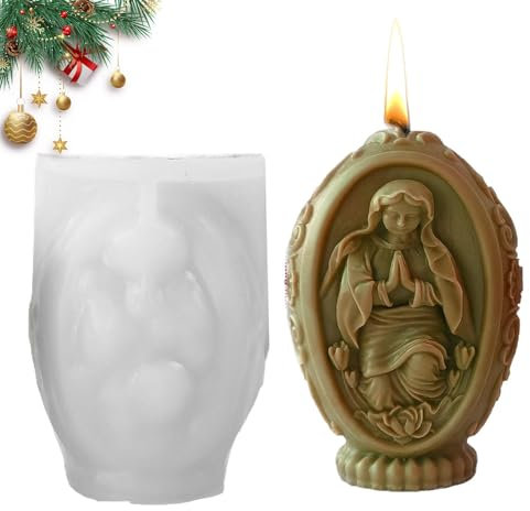 Molde de silicona de Pascua para hacer velas, molde de decoración de Pascua | Molde para hacer jabón de la Virgen María de decoración de Pascua - Estatua de Pascua que hace molde para fondant, escultu